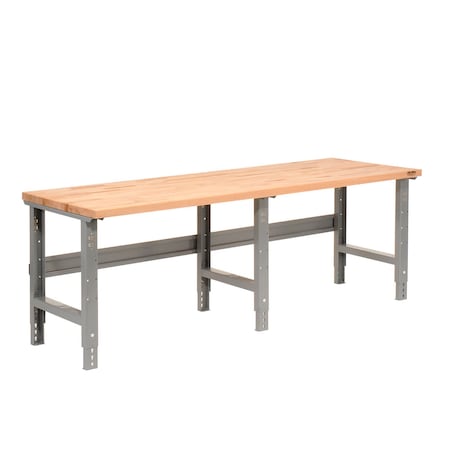 Global Industrial Extra Long Workbench, 96 x 36in, Adjustable Height, Birch Square Edge, Gray 318918GY